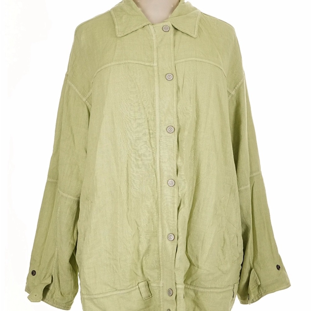We The Free Olive Green Button-Front Utility Jacket